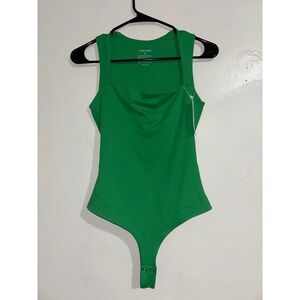 Green Square Neck Sleeveless Thong Bodysuit Women's Size S nwt REORIA